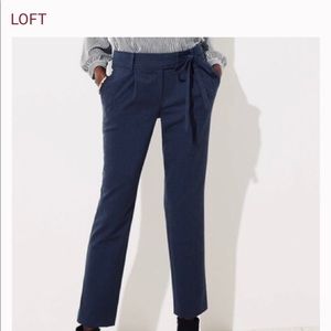 LOFT - Navy blue work pants with tie belt - Marissa fit